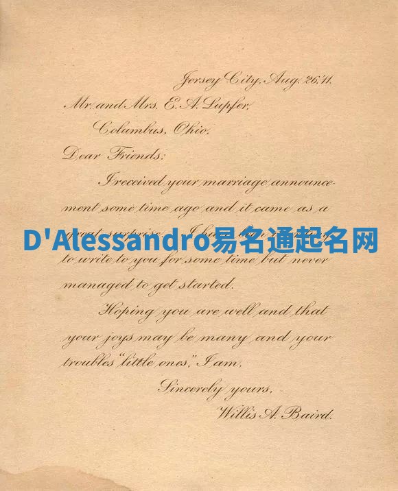 D'Alessandro易名通起名网 D'Alessandro易名通起名网