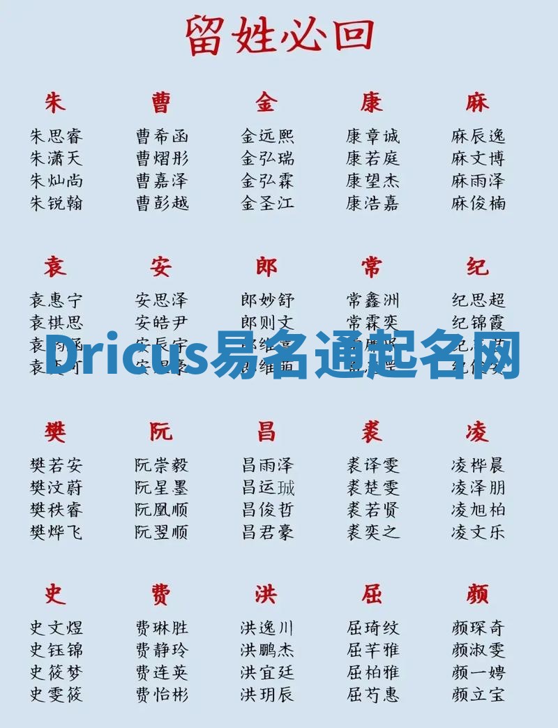 Dricus易名通起名网