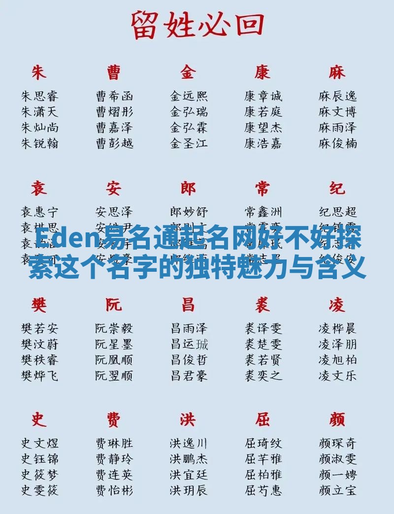 Eden易名通起名网好不好 探索这个名字的独特魅力与含义